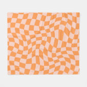 Orange und Pink Psychedelic Checkered Groovy Grid Fleecedecke (Vorderseite (Horizontal))