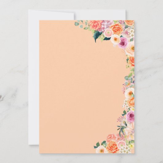 Orange und Pink Roses Peach Floral Quinceanera Inv Einladung (Rückseite)