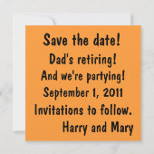 Orange und Pink Speichern Sie die Datumskarten. Save The Date (Rückseite)