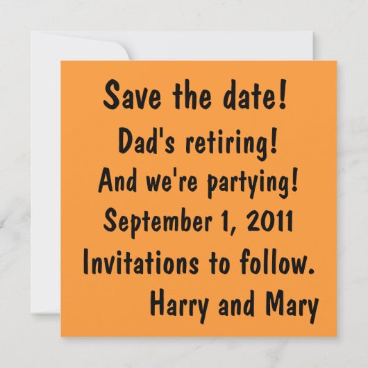 Orange und Pink Speichern Sie die Datumskarten. Save The Date (Rückseite)