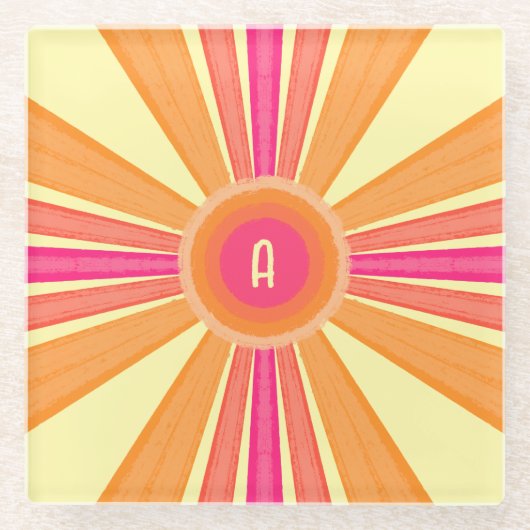 Orange und Pink Sunshine Glasuntersetzer (Vorderseite)