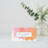 Orange und Pink Wasserfarbe Abstrakt Visitenkarte (Stehend Vorderseite)