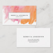 Orange und Pink Wasserfarbe Abstrakt Visitenkarte (Vorne/Hinten)