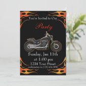 Orange und Red Flames Motorrad Party! Einladung (Stehend Vorderseite)
