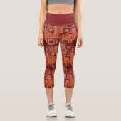 Orange und Red Geometric Capri Leggings (Vorderseite)