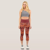 Orange und Red Geometric Capri Leggings (Vorderseite)