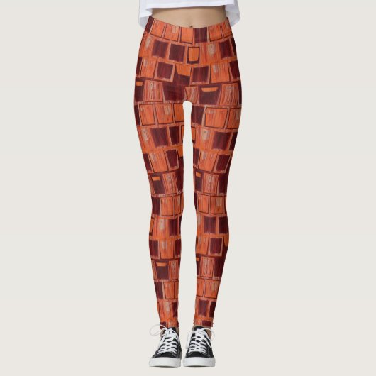 Orange und Red Geometric Leggings (Vorderseite)