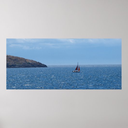 Orange und Red Sail Boat Print Poster (Vorne)