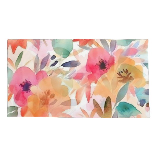 Orange und Rosa Blumen Kissenbezug (Rückseite)