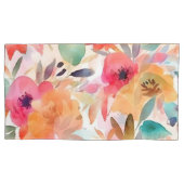 Orange und Rosa Blumen Kissenbezug (Vorderseite)