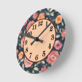 orange und rosa, blumengeschmückt runde wanduhr (Winkel)
