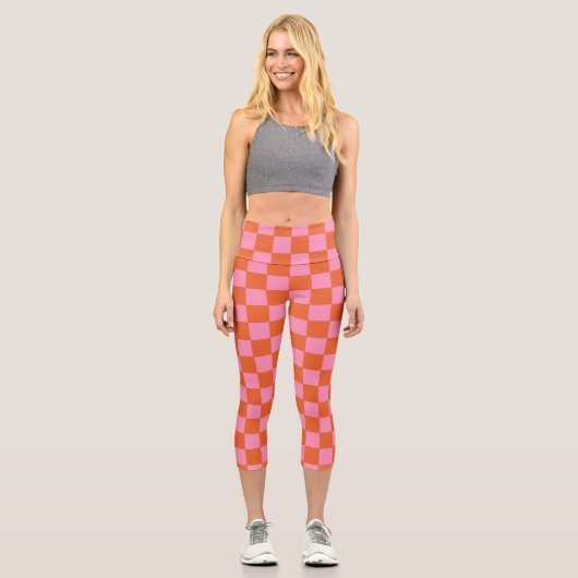 Orange und Rosa Capri Leggings (Vorderseite)