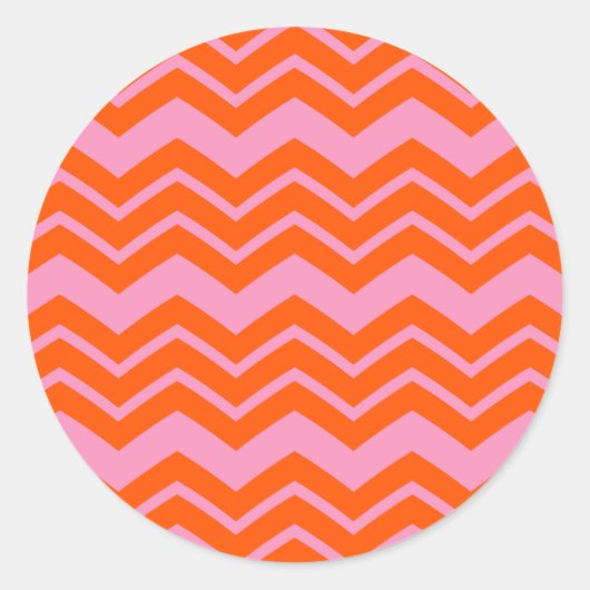 Orange- und rosa Chevron-Musterdesign Runder Aufkleber (Vorderseite)