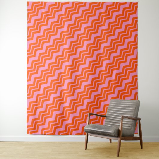 Orange- und rosa Chevron-Musterdesign Wandteppich (Beispiel)