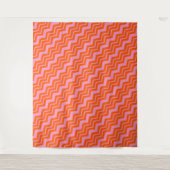 Orange- und rosa Chevron-Musterdesign Wandteppich (Vorderseite)