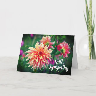 Orange und rosa Dahlia Blume mit Beileid Karte
