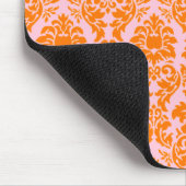 Orange und Rosa Damask Mousepad (Ecke)