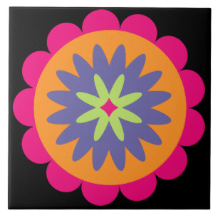 orange und rosa florale Formen Illustration Fliese