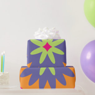 orange und rosa florale Formen Illustration Geschenkpapier