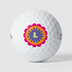 orange und rosa florale Formen Illustration Golfball