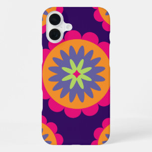 orange und rosa florale Formen Illustration iPhone 16 Plus Hülle
