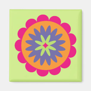 orange und rosa florale Formen Illustration Magnet