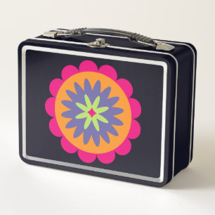 orange und rosa florale Formen Illustration Metall Brotdose