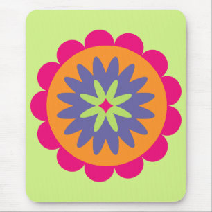 orange und rosa florale Formen Illustration Mousepad