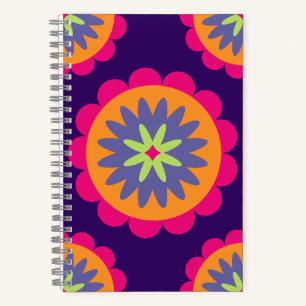 orange und rosa florale Formen Illustration Notizblock