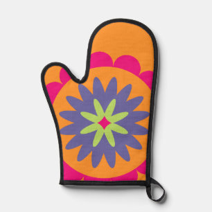 orange und rosa florale Formen Illustration Ofenhandschuh