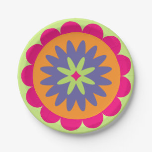 orange und rosa florale Formen Illustration Pappteller