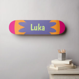 orange und rosa florale Formen Illustration Skateboard