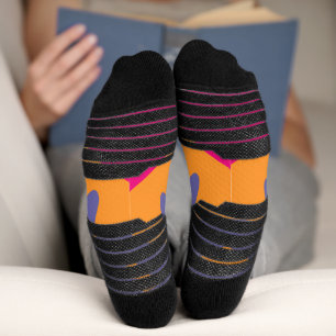 orange und rosa florale Formen Illustration Socken