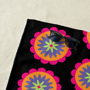orange und rosa florale Formen Illustration Strandtuch
