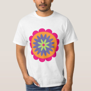 orange und rosa florale Formen Illustration T-Shirt