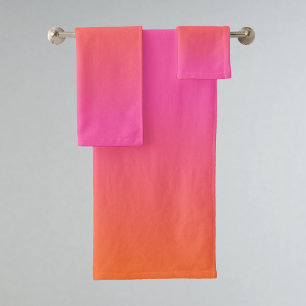 Orange und Rosa glühen Badhandtuch Set
