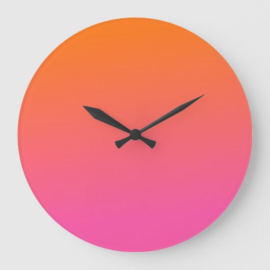 Orange und Rosa glühen Große Wanduhr (Vorderseite)