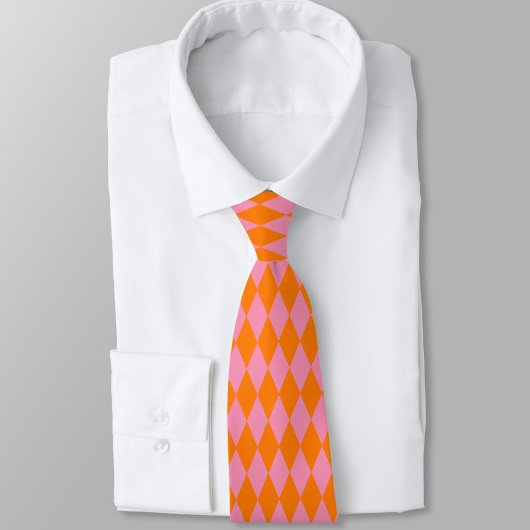 Orange- und rosa Harlekin-Karuomuster-Design Krawatte