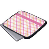 Orange und rosa kariertes Muster Laptopschutzhülle (Vorne Knopf)