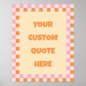 Orange und rosa kariertes Retro-Muster mit individ Poster (Vorne)