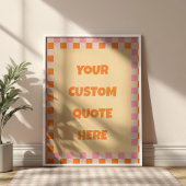 Orange und rosa kariertes Retro-Muster mit individ Poster
