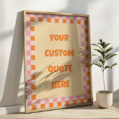 Orange und rosa kariertes Retro-Muster mit individ Poster