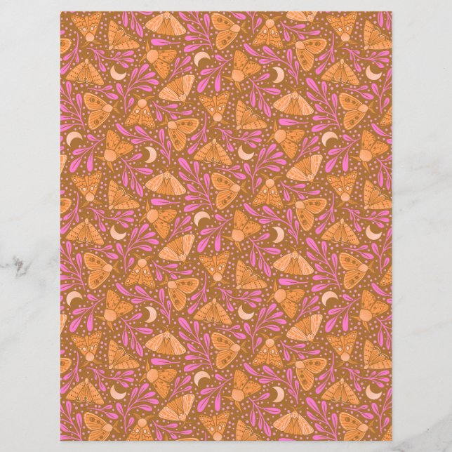 Orange und rosa Moth Scrapbook Paper (Vorderseite)