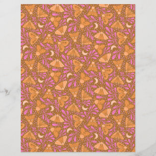 Orange und rosa Moth Scrapbook Paper