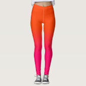 Orange und rosa Ombre Schatten-Neonneonfarbe Leggings (Vorderseite)