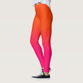 Orange und rosa Ombre Schatten-Neonneonfarbe Leggings (Links)