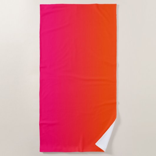 Orange und rosa Ombre Schatten-Neonneonfarbe Strandtuch (Vorderseite)