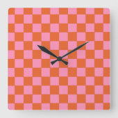 Orange und Rosa Quadratische Wanduhr (Vorderseite)