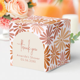 Orange und rosa Retro Floral Groovy Baby Square Geschenkschachtel