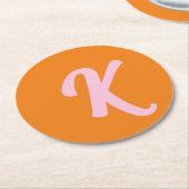 Orange und Rosa Runder Pappuntersetzer (Angewinkelt)